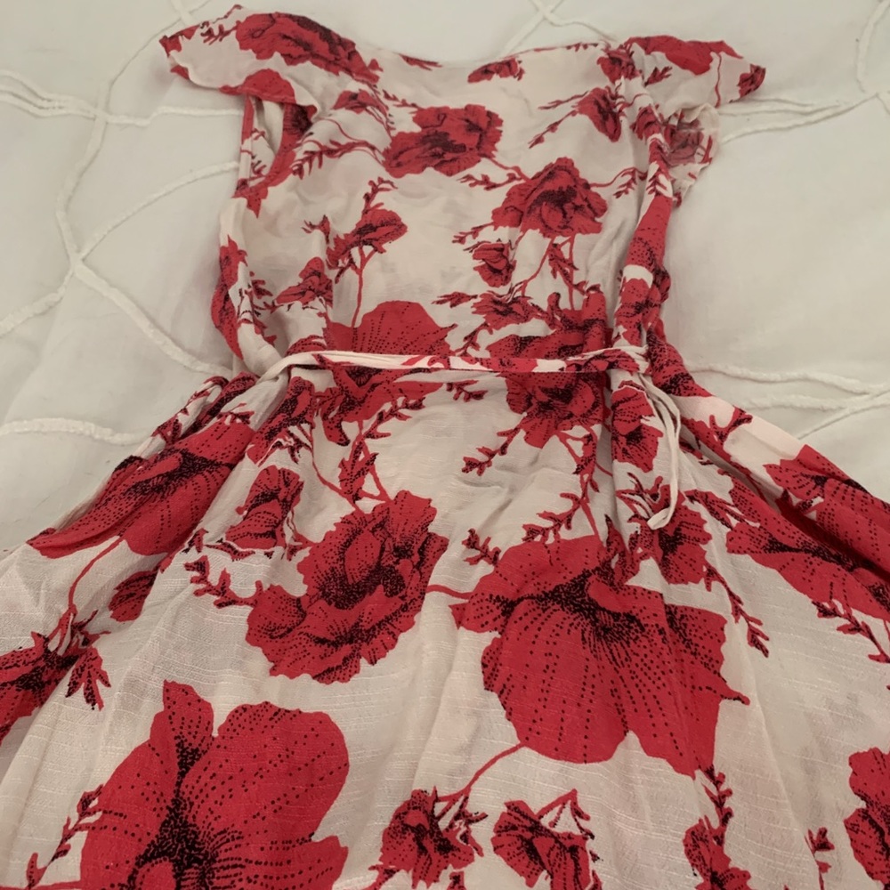 Free People French Quarter Wrap Mini Dress Hot Pink Floral - Picture 12 of 14